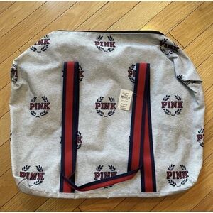 PINK Victoria's Secret Gray Duffel Bag with Red Accents